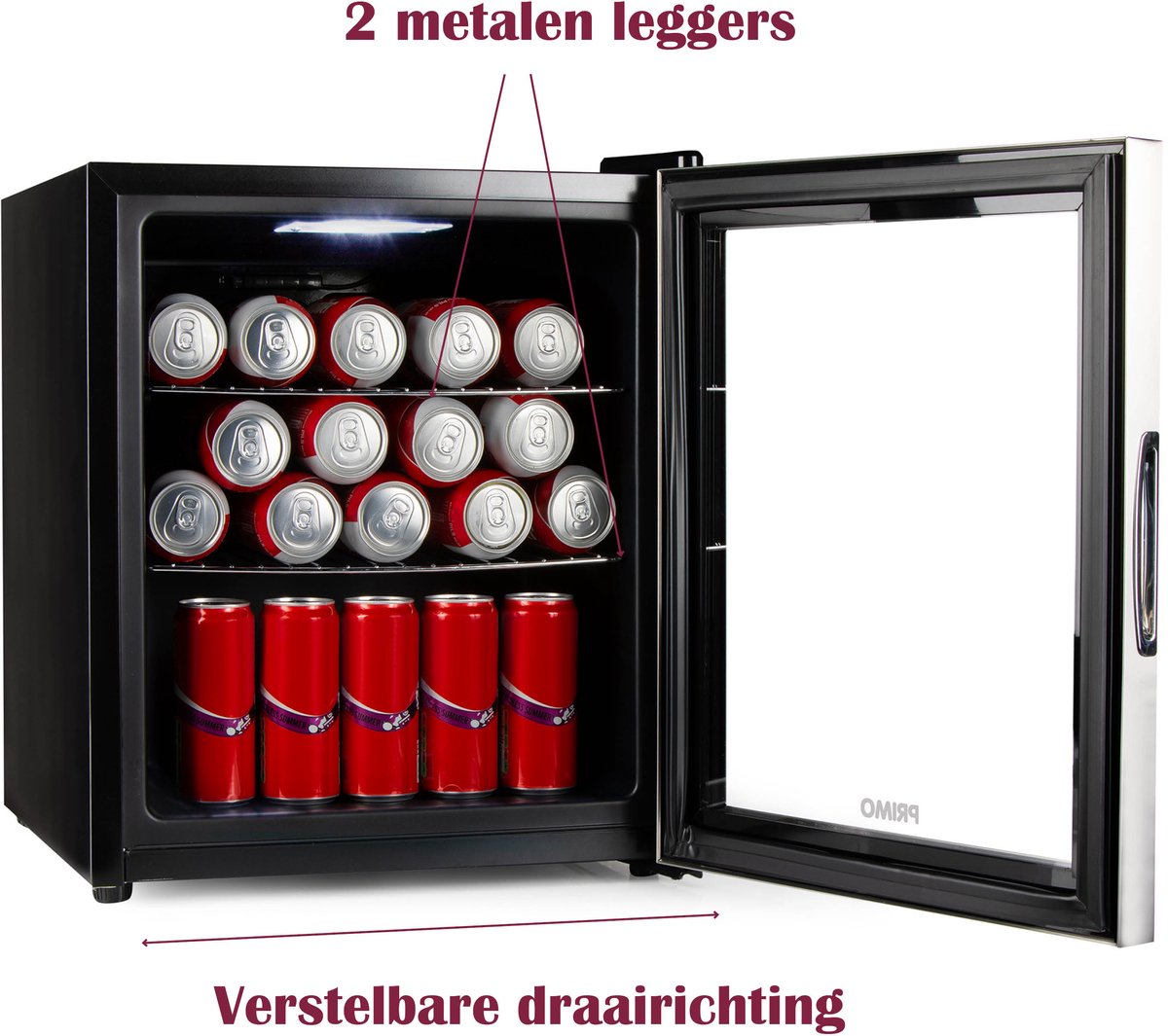 PRIMO Drankkoelkast - Minibar - Mini Koelkast - Glazen deur