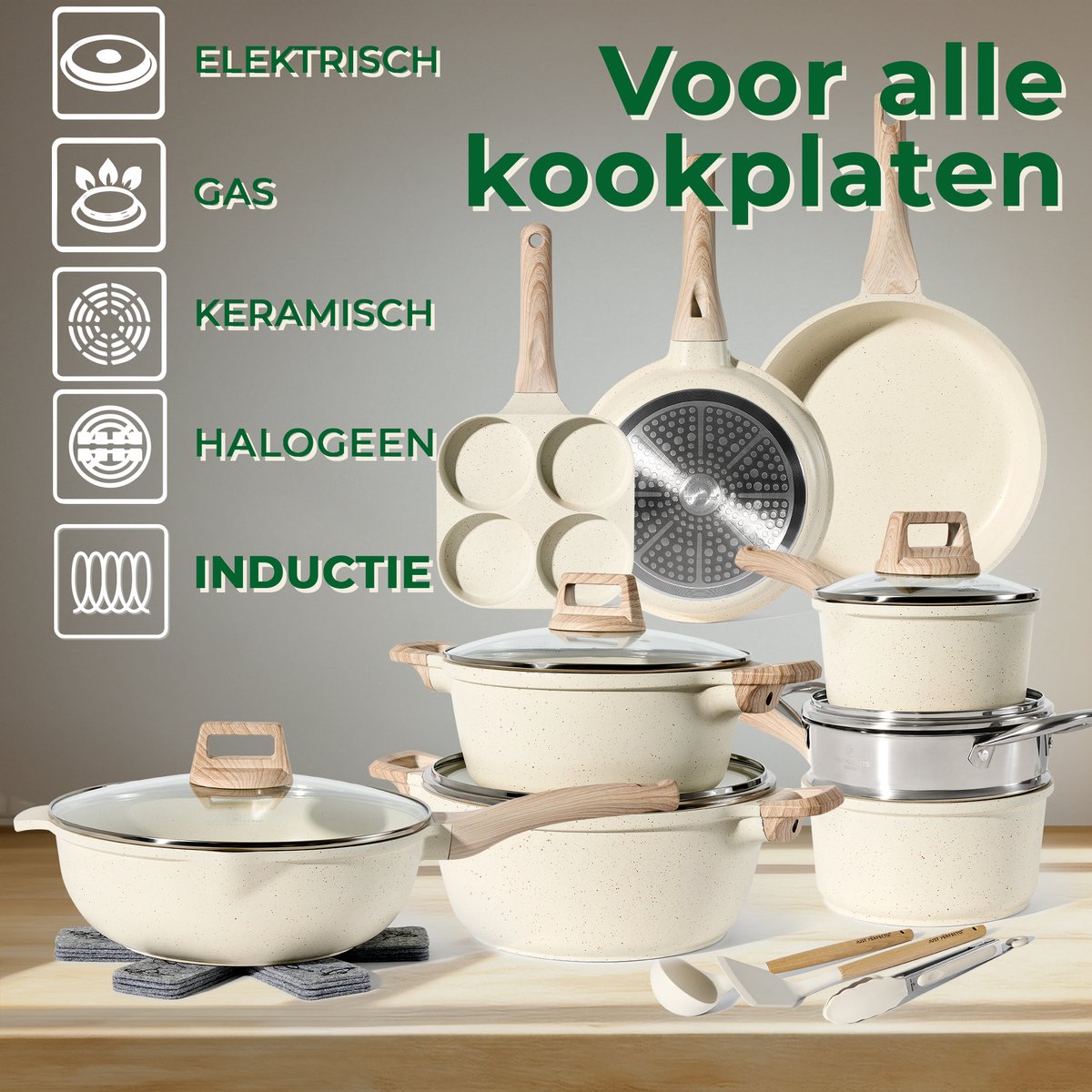 Carote 21-delige Pannenset – Duurzaam, Gezond, Gebruiksvriendelijk