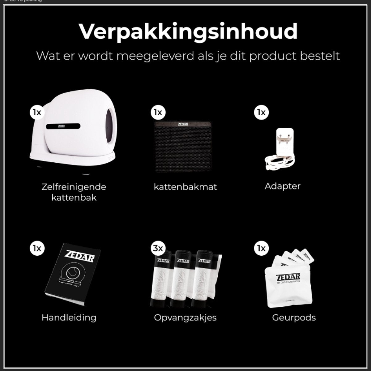 Automatische Kattenbak Met Camera - Zelfreinigende Kattenbak - Inclusief App - Met kattenbakmat en 3 rollen opvangzakjes - 82L XXL- Zedar K1200+