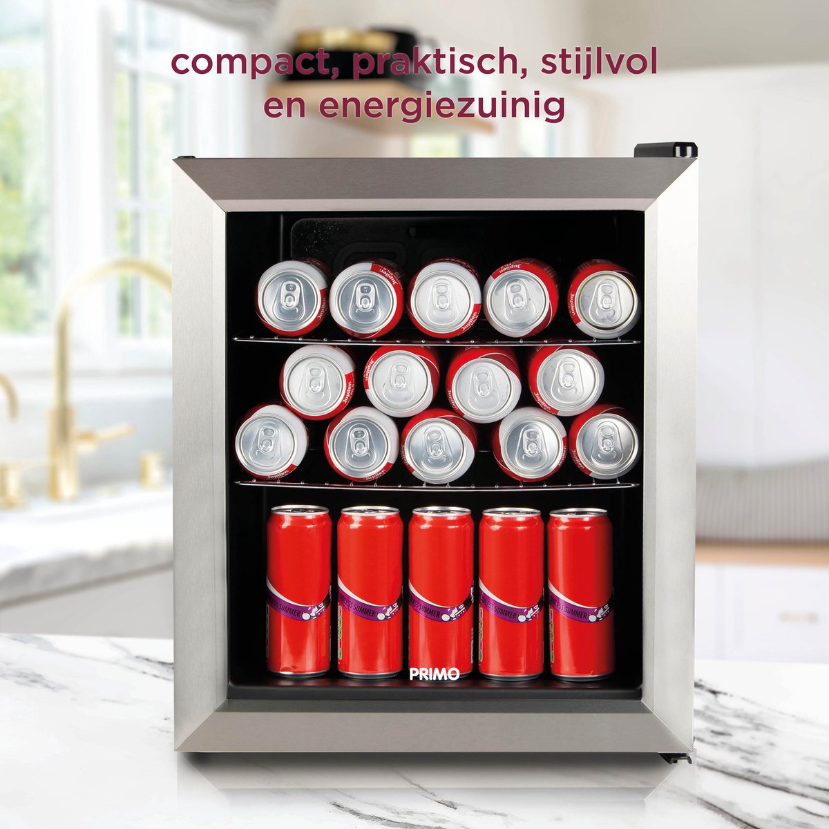 PRIMO Drankkoelkast - Minibar - Mini Koelkast - Glazen deur