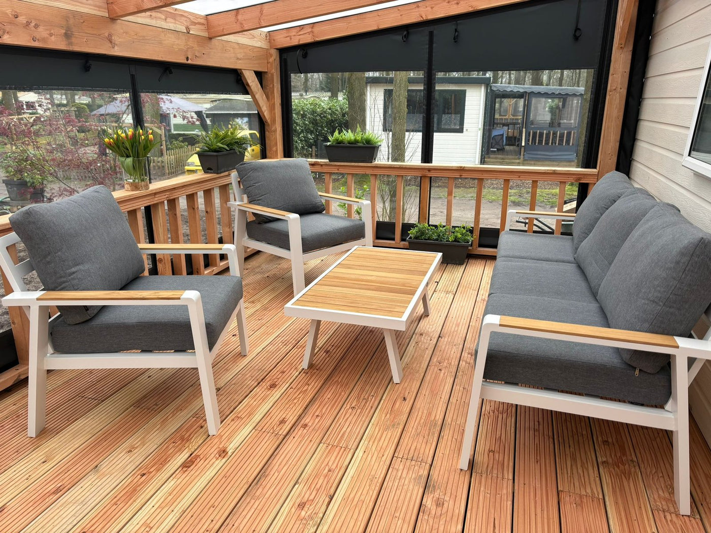 Aluminium Stoel-Bank Loungeset – Wit – SALTO LAND