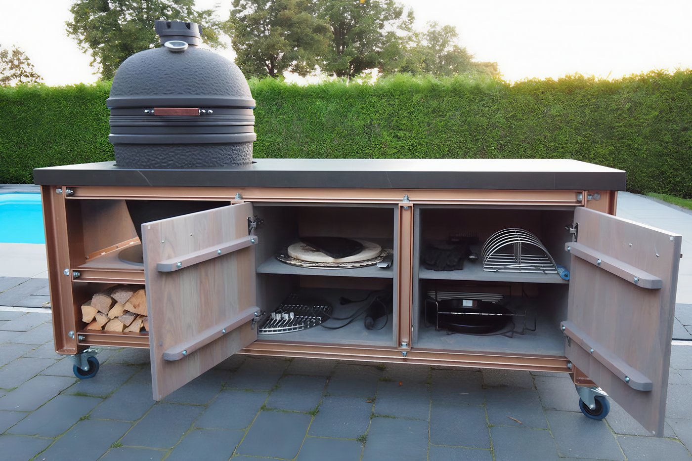 Big green egg outdoor kitchen